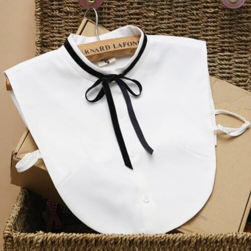 Cute Preppy Style Detachable Ribbon Bow Collar White Fake Collar Shirt for Women Fake Shirts Collars