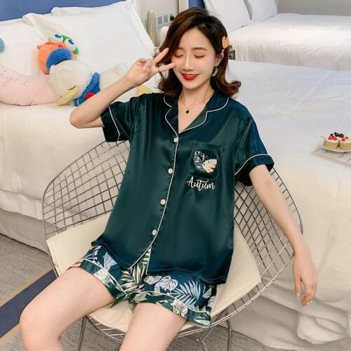 Silk sleepwear women Female Sleepshirt Summer Girls Nightdress sexy sleepwear Sexy Lingerie Print Sleepshirt Plus Size Nightgown