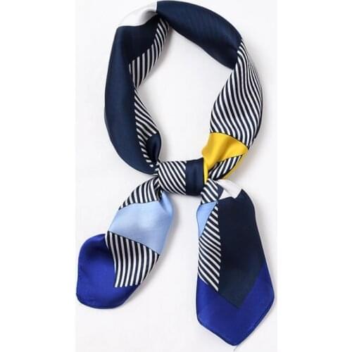 Yishine 70x70CM 2021 Silk Scarf Geometric Patchwork Satin Women Bandana Hairband Lady Head Wraps Female Shawl Fashion Neckerchie