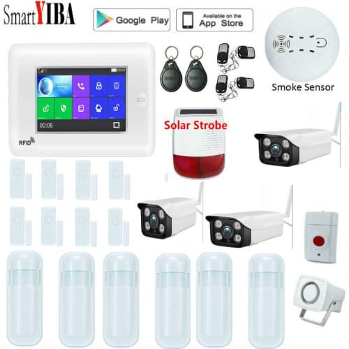 SmartYIBA 4.3Inch WiFi 3G GSM Alarm Security System LCD Color Touch Screen Wirless Home DIY 3G System 8 Language Motion Detector