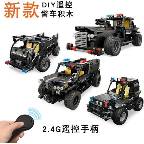 Compatibl technique remote control car SWAT military vehicle police model building bricks blocks toys city arms truck moc