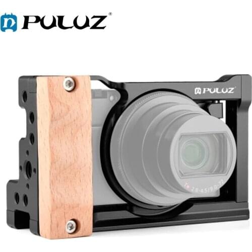 PULUZ Aluminum Alloy Camera Video Cage Stabilizer For Sony RX100 VI / VII Handle DSLR Steadycam Rig 1/4 and 3/8 Threaded Holes
