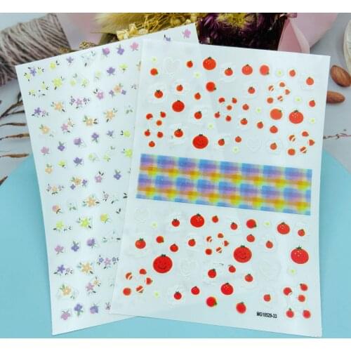 Japanese Style 3d DIY Light Thin Traceless Nail Stickers Back Glue Adhesive Cartoon Jade Dog Squirrel Series Dry Nail Decals