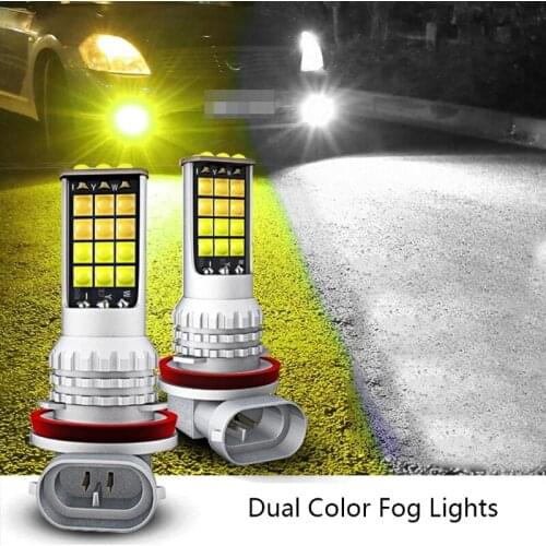 G8TE 2Pcs H3 H4 H7 H16 9005 9006 H11 PD13W Super Bright Dual Color Fog Lights Car Fog Lights Car Driving Lamp Fog Lamps