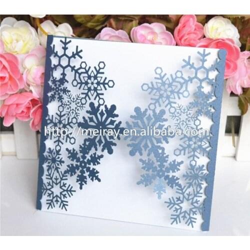 Wedding cards for winter wedding Dark blue/sea blue laser cut snowflake wedding invitations