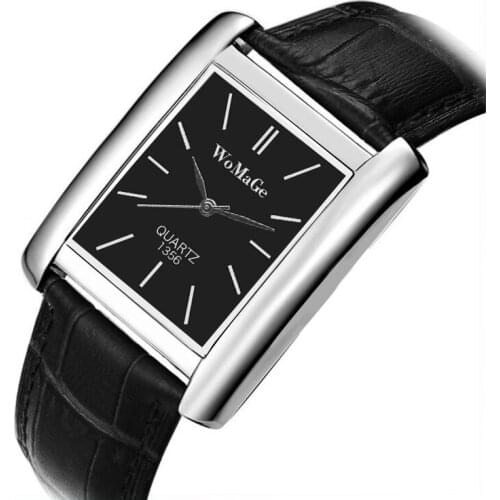 WoMaGe Womens Watches Top Brand Luxury Ladies Watch Women Leather Strap Rectangle Clock Reloj Mujer