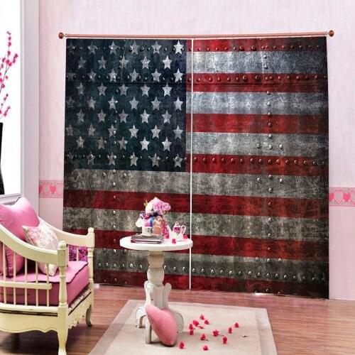 Photo Customized 3D Print flag 3D Blackout Curtain Digital Print For Living Room Bedroom Drapes Decor Sets 2 Panels With Hooks