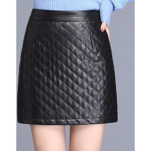 Women Faux Sheepskin Mini Skirt Ladies European And American Style High Quality Soft Black PU Leather Short Skirt Female Skirts
