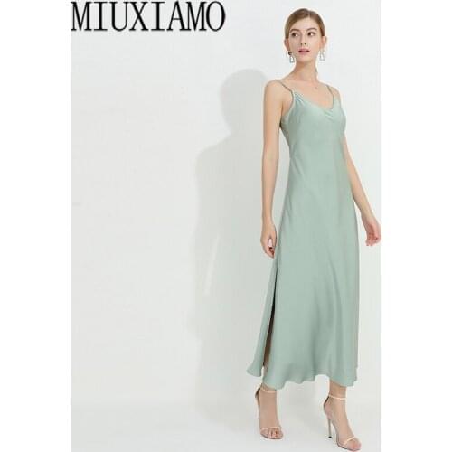 MIUXIMAO High Quality 2020 Runway Designer Spring Dress Solid Elegant Casual beach dress Long Dress Women vestidos