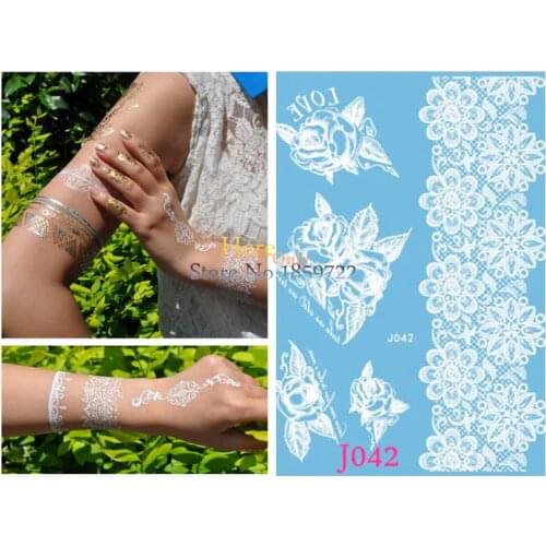 1PC Gift For Lover White Rose Tattoo Bracelet Lace Flower Arm Tatoo Waterproof Temporary Tattoo Paper Paste Women Wedding Makeup