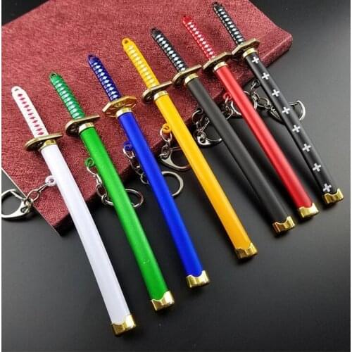 1PCs Unique Anime Zoro Buckle With Toolholder Scabbard Katana Sabre Keychain Key Ring Chaveiros Anime Lovers Costume Props