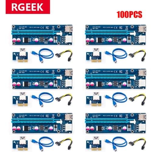 100 PCS 006C PCIe 1x to 16x Express Riser Card Graphic pci-e riser Extender 60cm USB 3.0 Cable SATA to 6Pin Power for BTC mining