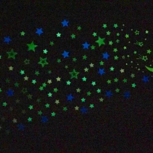 100pcs For Home Decorations Glow In The Dark Stars Luminous Plastic Wall Stickers Decal for Kids Baby Room Glowing Sticker
