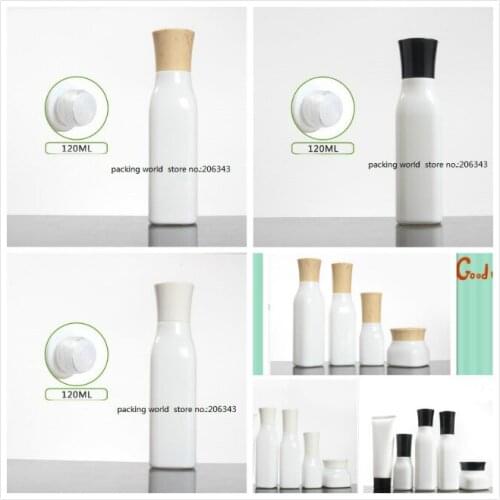 120ml square shape white glass bottle with screw lid lotion/emulsion/serum/foundation/toner/water skin care cosmetic packing