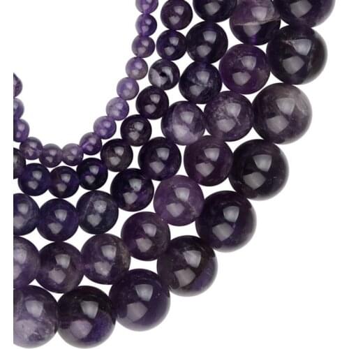 4-18mm Round Dark Purple Amethysts Beads For Jewelry Making Beads Bracelets Natural Needlework Beads 15'' DIY Beads Necklace