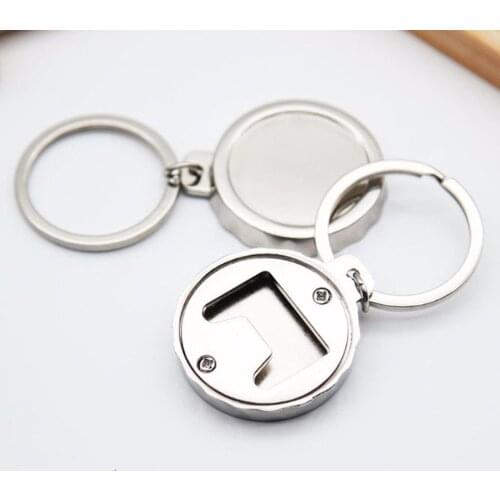 5/10pcs Portable Silver Plated Blank Beer Bottle Opener Round With Key Chain Small For DIY Bottle Opener Making