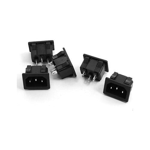 5pcs AC 250V 15A IEC 320 C14 Plug Clamp Type Power Inlet Socket