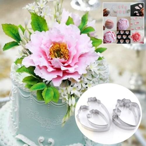 7 Pcs Rose Petal Cutter and 4 Pcs Herbaceous Peony Cutter, 4 Pcs Metal Ball Fondant Cake Decorating Sugar Craft Gum Paste Flower