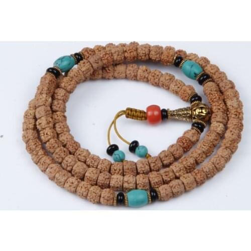 9mm Tibetan Buddhism 108 Vajra Bodhi Prayer Bead Mala Necklace