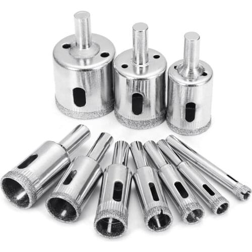 Diamond Drill Bits,10Pcs 6-32mm Hole Saw Diamond Drill Bit Hollow Core Drill Bit Set for Diamond Coating, Carbon Steel for Glass