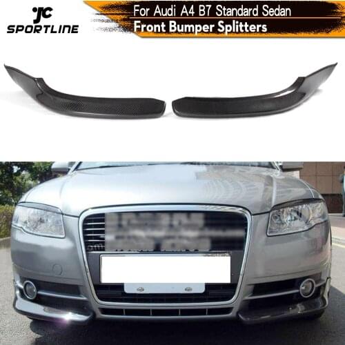 Car-Styling Carbon Fiber Front Bumper Splitters Side Aprons Cupwings Flaps For Audi A4 B7 Standard Bumper Only 2006 2007 2008