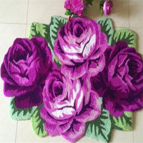Free Shipping New Fashion Home Decoration Gaddi Carpet Purple Rose Mats Bedroom Bedside Pad Anti-slip Rug Beautiful Cushion