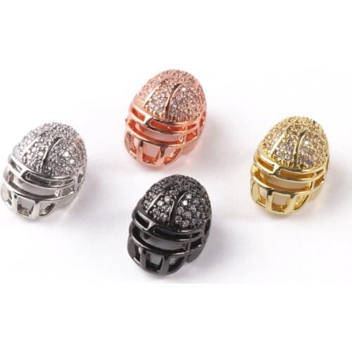 3pcs/lot CZ Spacer Beads 10*10mm Level 3 Helmets Brass Micro Pave Cubic Zirconia Beads for Jewelry Making Diy Bracelet Necklace