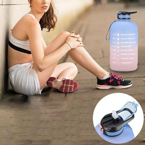 3.78L Water Bottle Eco-friendly Large Capacity PET Motivational Time Marker Sports Bottle for Home Gym plastic kettle