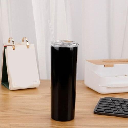 MLGB 2 Black Straw Thermos Cups Bingba Cup Portable Car Water Cup 20oz Straight Cup Beer Cup Straw Water Cup