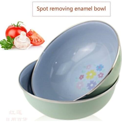 Enamel bowl, mixing bowl, instant noodles bowl, fresh bowl, soup basin, thickened freckle enamel bowl. The diameter is 22cm