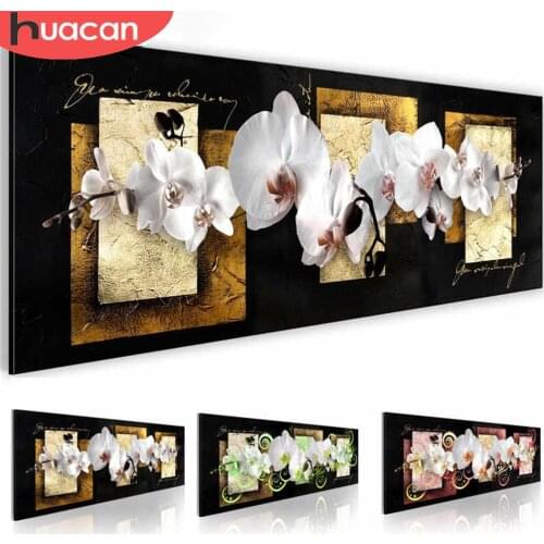 HUACAN DIY Diamond Painting Full Drill Orchid Mosaic New Arrival Embroidery Flowers Home Decor Diamond Art