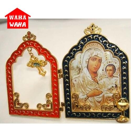 Catholic Holy Article 24k Gold-plated Color Virgin Mary of Jerusalem and Jesus Wholesale Religious Icon Christian Religious Gift