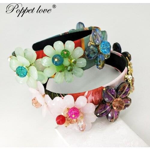 Korean Boutique Hairband plaid popular big flower headband Girls Women exaggeration hairband accessories for hairband headwear