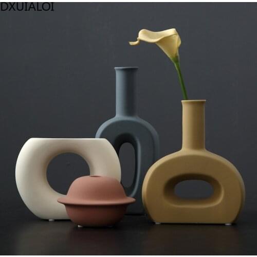 Nordic creative vase decoration, dried flower, living room soft decoration decoration, creative ceramic vase DXUIALOI