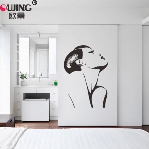 Creative Sexy Girl Profile Wall Stickers Home Decor Bedroom Living Room Hand Carved Poster Self-adhesive Portrait DIY Art Mural