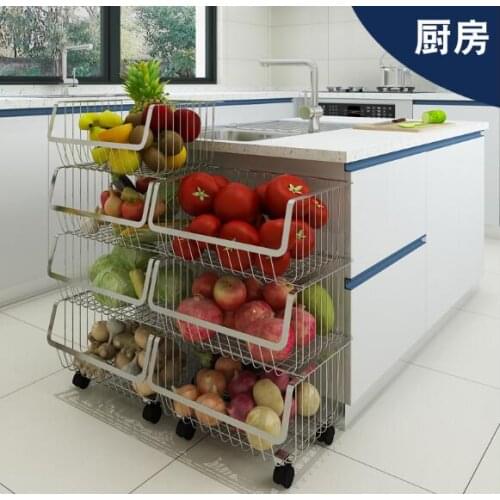 304 stainless steel kitchen rack floor-standing multi-layer storage vegetable storage rack storage basket basket shelf supplies