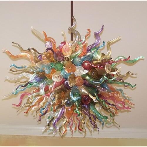 Custom Made Art Chandelier Lighting Colorful 50 CM Modern LED Hand Blown Glass Pendant for Furniture Living Room Decoration