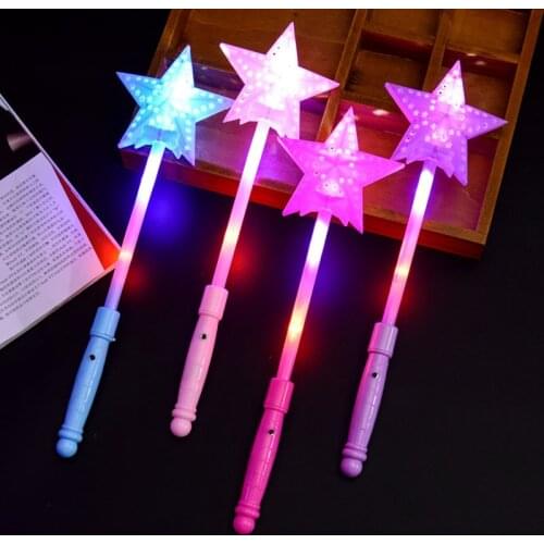 Fashion LED Flashing Glow Stick Wand Five-pointed Star Fairy Wand Kids Toy Xmas gifts Flashing Stick Children Girls Fairy Magic