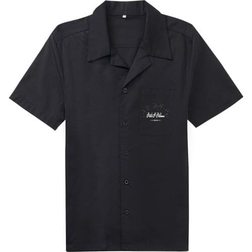 Retro Men Bowling Shirt Summer Short Sleeve Black Mid-Century Inspired Vintage Men Shirt camisa masculina rock n roll