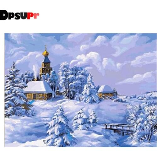Dpsupr Full Square/Round Drill 5D DIY Diamond Painting "Snow Scenery" Diamond Embroidery Cross Stitch Decor Christmas Gift BH16