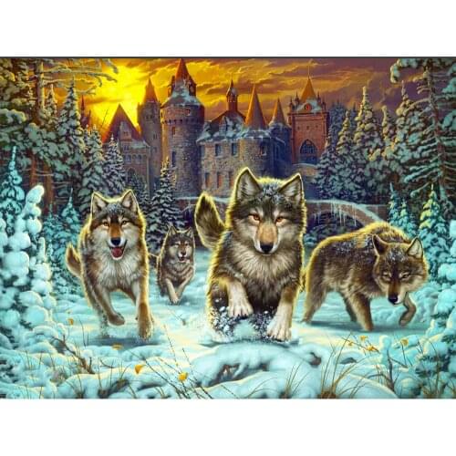New Diamond Embroidery Wolf 5D DIY Diamond Painting Full Square Diamond Mosaic Animals Pictures Of Rhinestones Home Decor Gifts
