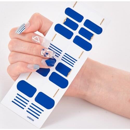 22 Tips/Sheet Solid Color And Striped Manicure Self Adhesive Nail Adesivos Self Adhesive Nail Sticker Nail Decoration Nail Tips