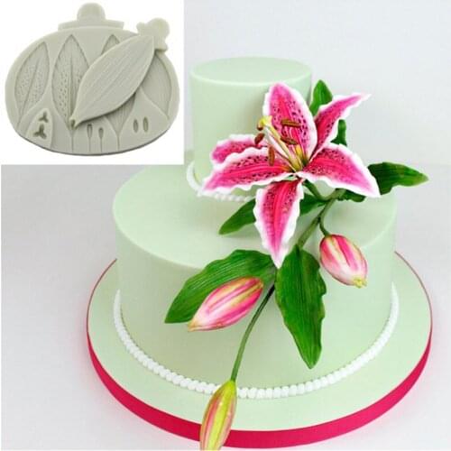 New Lily Flower Leaf Cake Silicone Mold Festive Party Cake Decorating Tools Sugarcraft Fondant Mold Chocolate Gumpaste Mould