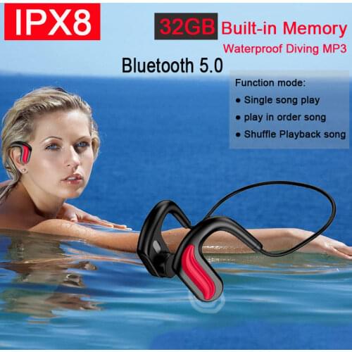 2021New IPX8 Waterproof MP3 Music Player 32GB Built-in Memory Swimming Diving Earphone Bone Conduction Headphone sport/out MP3