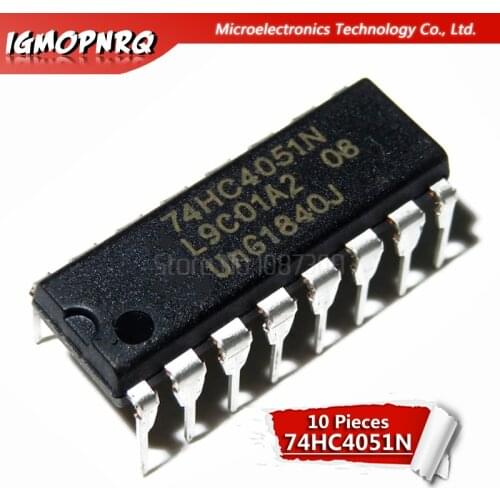 10pcs 74HC4051N 74HC4051 SN74HC4051N DIP-16 Multiplexer Switch ICs 8-CHANNEL MUX/DEMUX new original