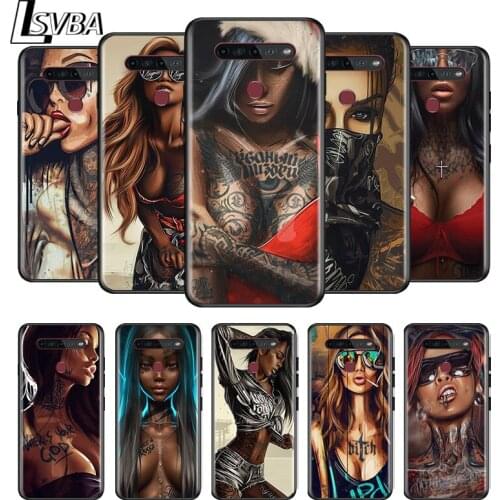 Sexy Glaze Black Girl For LG G8 V30 V35 V40 V50 V60 Q60 K40S K50S K41S K51S K61 K71 K22 K31 K42 K92 ThinQ Black Soft Phone Case