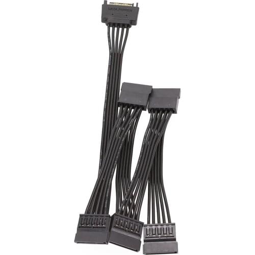 PC Computer Hard Drive 4Pin Female IDE Molex 1 To 5 SATA Splitter Adapter Converter Power Supply Cable Cord 18AWG Wire Black