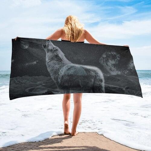 Starry Mountains And Wolf Beach Towel Luxury Quick-dry Microfiber Bathroom Bath Towels Yoga Mat Picnic Blanket