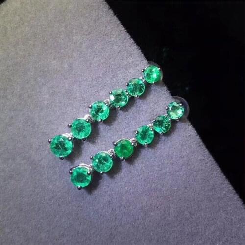 Solid 925 Sterling Silver Sparkling High Carbon Diamond Drop Earrings Created Moissanite Emerald Wedding Fine Jewelry Gift