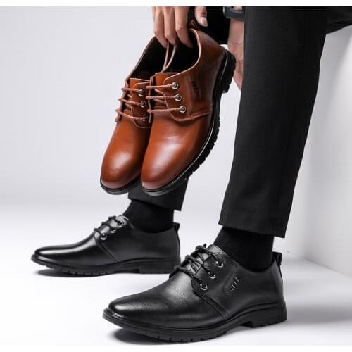 Mazefeng Men Shoes Autumn Patent Leather Shoes Men Round Toe Business Casual Office Formal Natural Leather Shoes Man Dad Flats